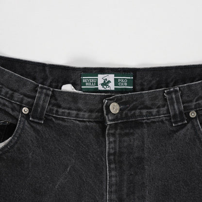 Beverly Hills Polo Club Black Denim Shorts 34 Inch Cotton Vintage