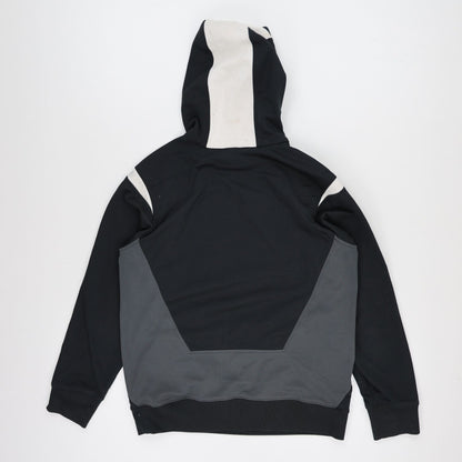 Nike Black Grey Pullover Hoodie Men's Medium Cotton Polyester Blend with Red Logo