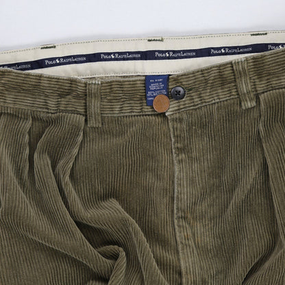 Polo Ralph Lauren Olive Corduroy Trousers 30x29 100% Cotton Vintage Mens