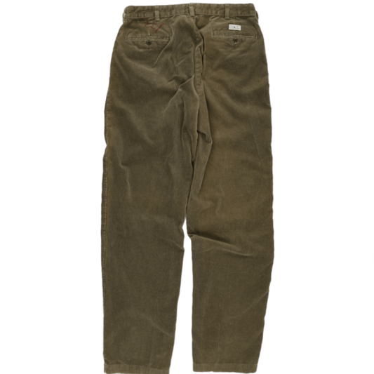 Polo Ralph Lauren Olive Corduroy Trousers 30x29 100% Cotton Vintage Mens