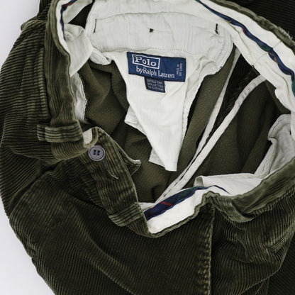 Polo Ralph Lauren Olive Corduroy Trousers 36R 31 Inseam 98 Cotton 2 Elastane
