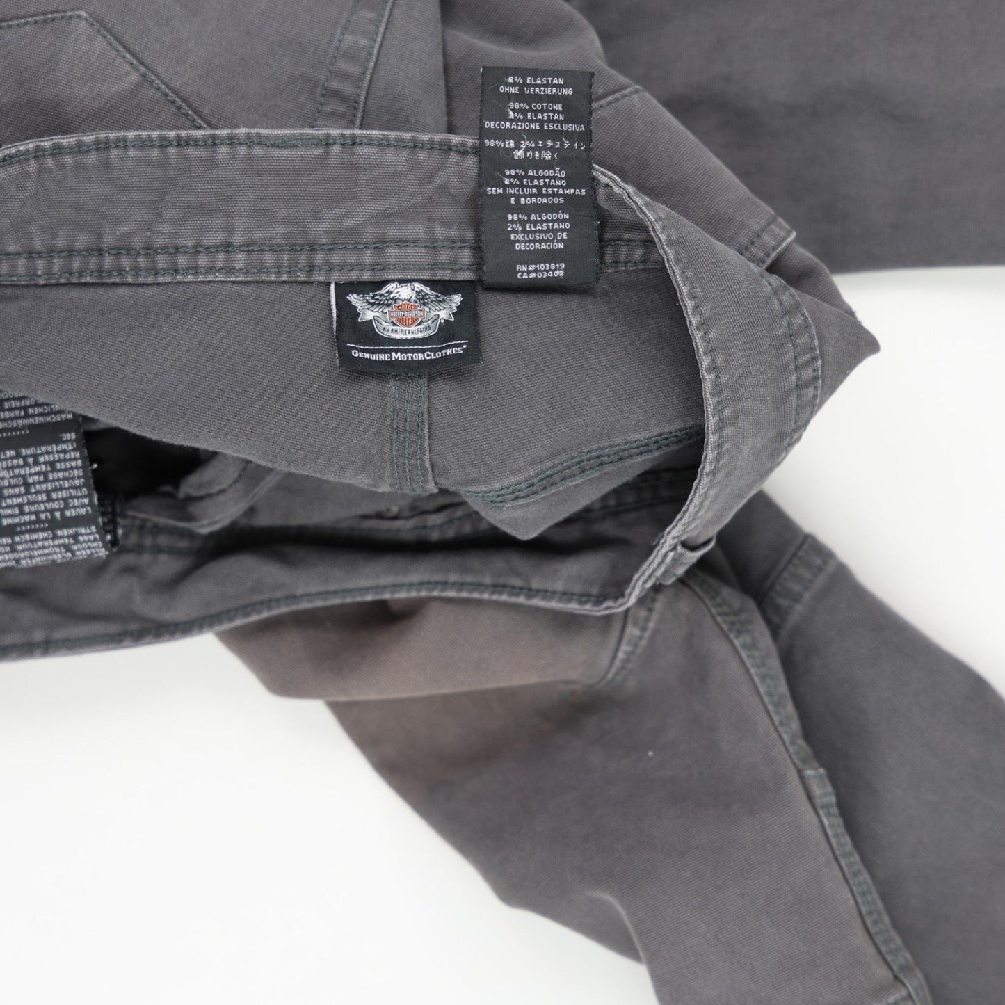 Harley-Davidson Men's Utility Jeans Grey 36W 32L 98% Cotton 2% Elastane