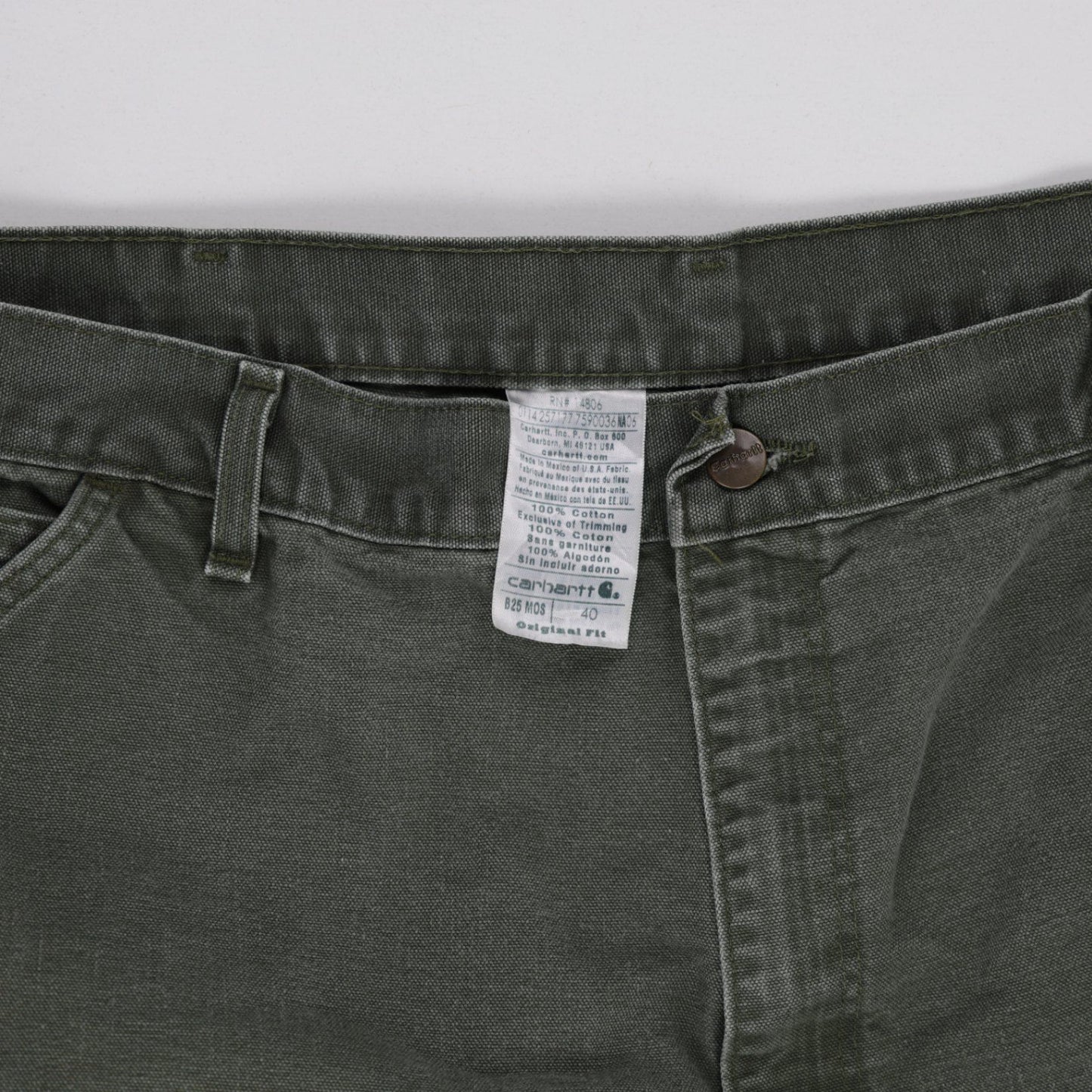 Carhartt Olive Green Vintage Work Shorts 40 Inseam 9in 100 Cotton