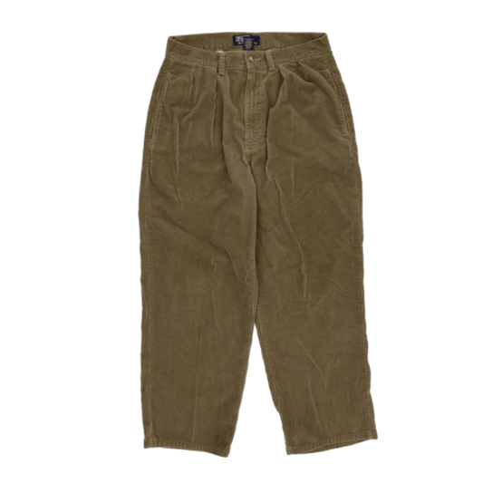 Polo Ralph Lauren Brown Corduroy Trousers 34W 30L 100 Percent Cotton Vintage Style