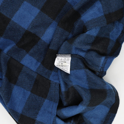 Wrangler Men's Blue Black Check Flannel Shirt Large Polycotton Long Sleeve