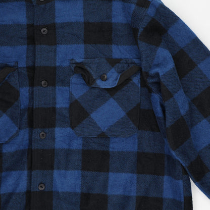 Wrangler Men's Blue Black Check Flannel Shirt Large Polycotton Long Sleeve