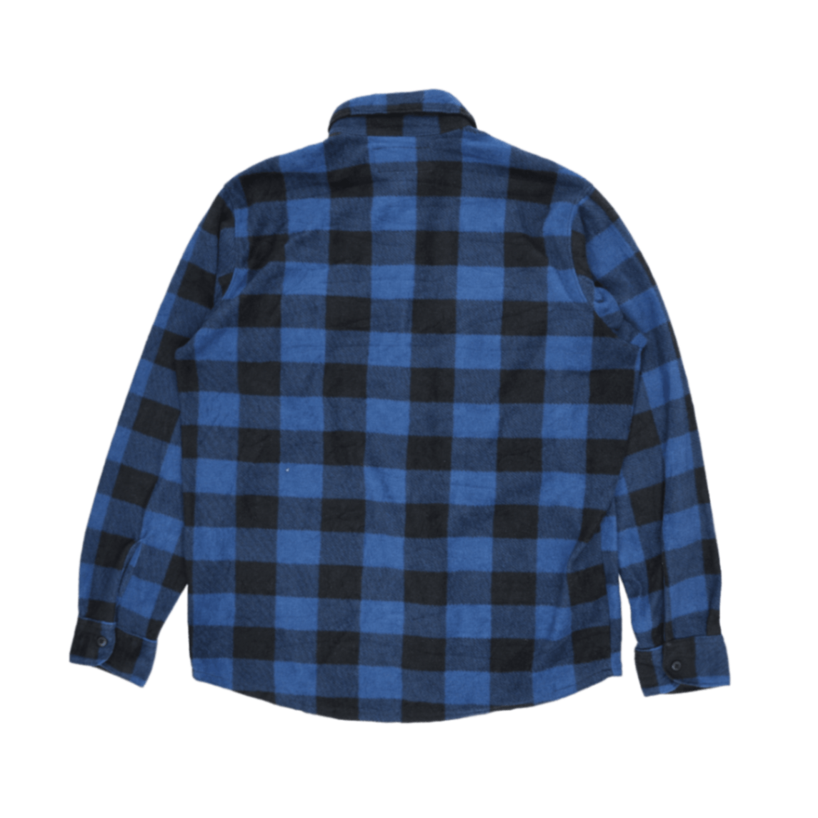 Wrangler Men's Blue Black Check Flannel Shirt Large Polycotton Long Sleeve