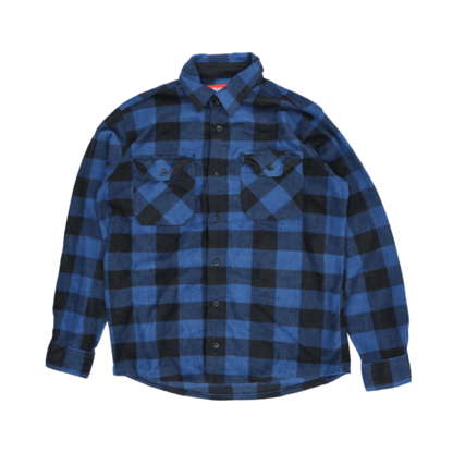 Wrangler Men's Blue Black Check Flannel Shirt Large Polycotton Long Sleeve