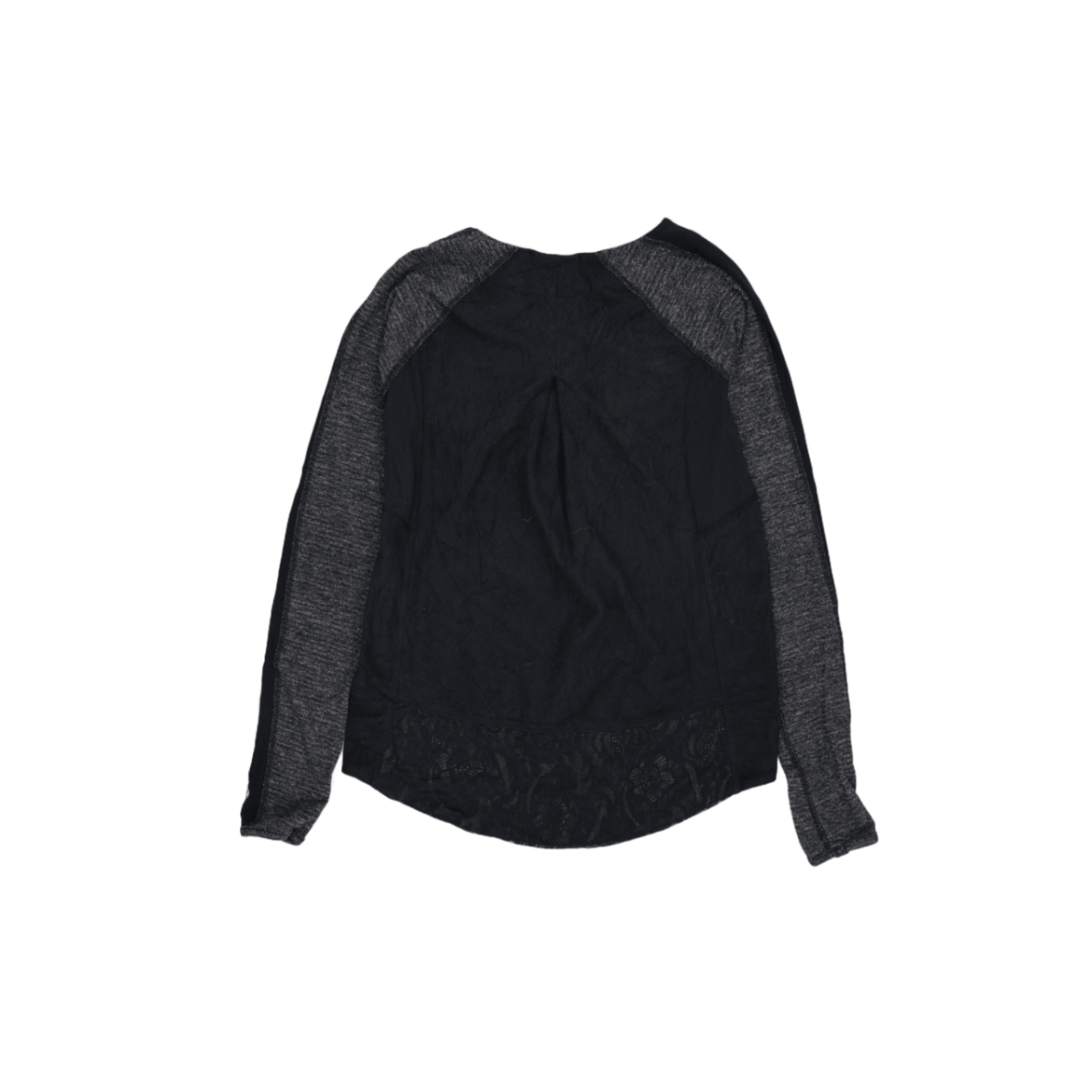 Womens Long Sleeve Black Grey Raglan Top Casual Round Neck Polyester Cotton Blend