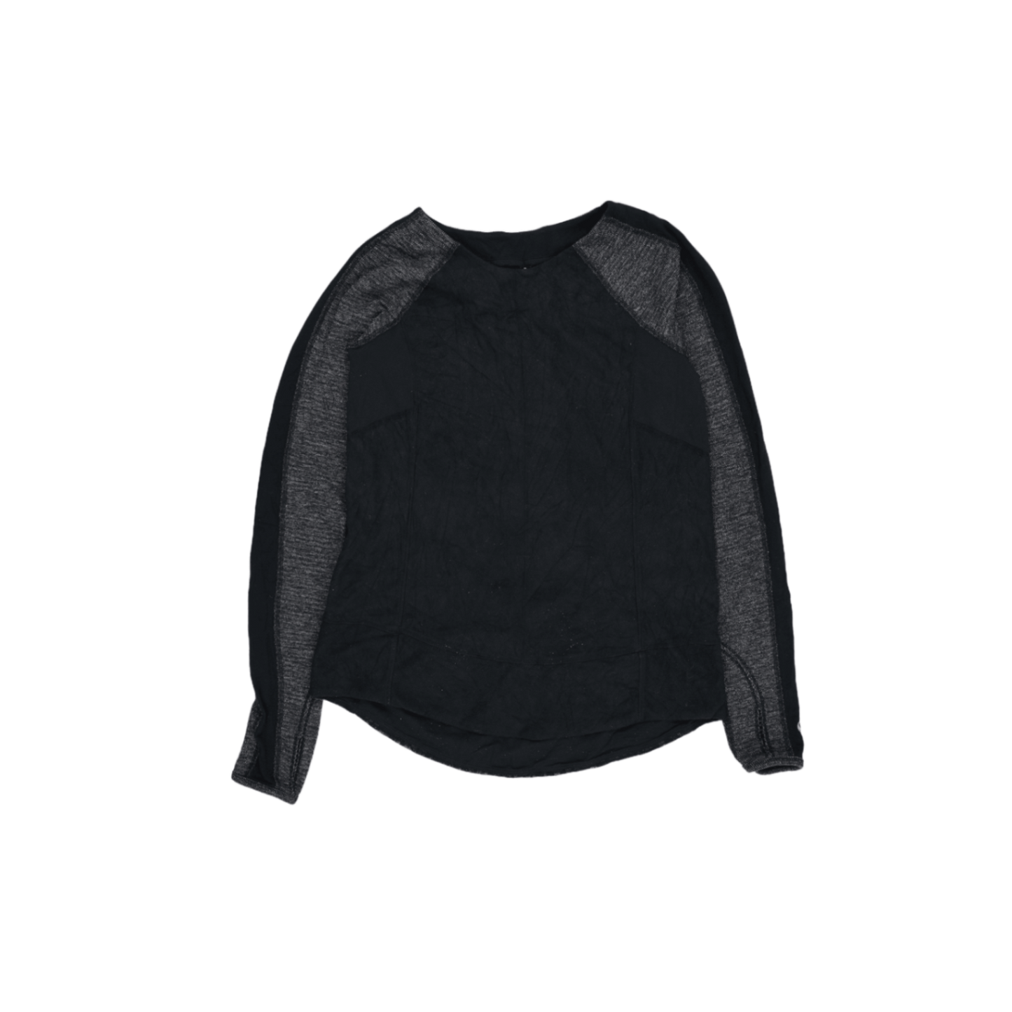 Womens Long Sleeve Black Grey Raglan Top Casual Round Neck Polyester Cotton Blend