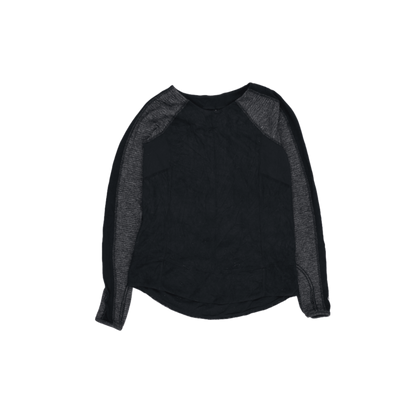 Womens Long Sleeve Black Grey Raglan Top Casual Round Neck Polyester Cotton Blend