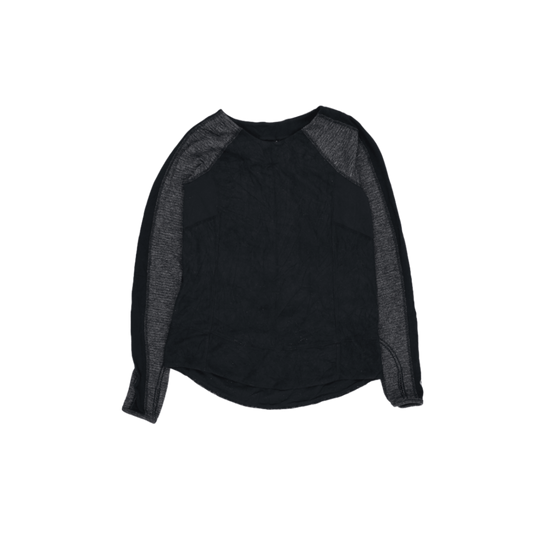 Womens Long Sleeve Black Grey Raglan Top Casual Round Neck Polyester Cotton Blend