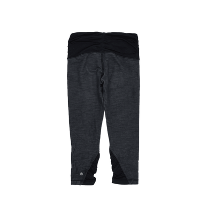 Lululemon Black Grey Activewear Leggings Size S 33cm Waist 62cm Inseam Polyester Blend