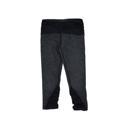 Lululemon Black Grey Activewear Leggings Size S 33cm Waist 62cm Inseam Polyester Blend