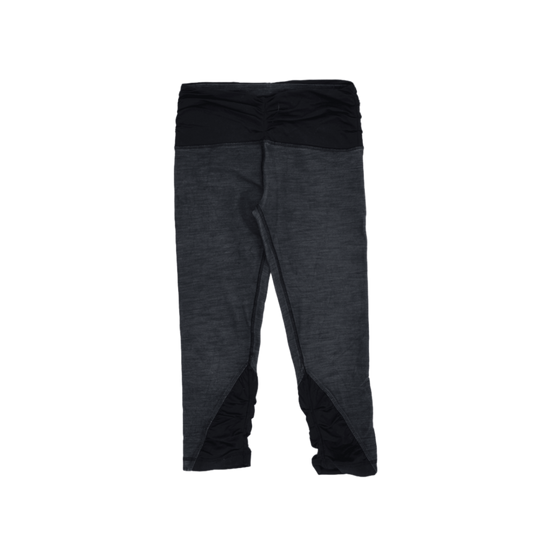 Lululemon Black Grey Activewear Leggings Size S 33cm Waist 62cm Inseam Polyester Blend