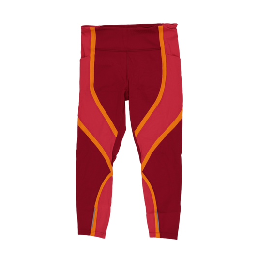 Lululemon Colour Block High Rise Leggings Burgundy Orange Pink Size 10 Polyester Blend