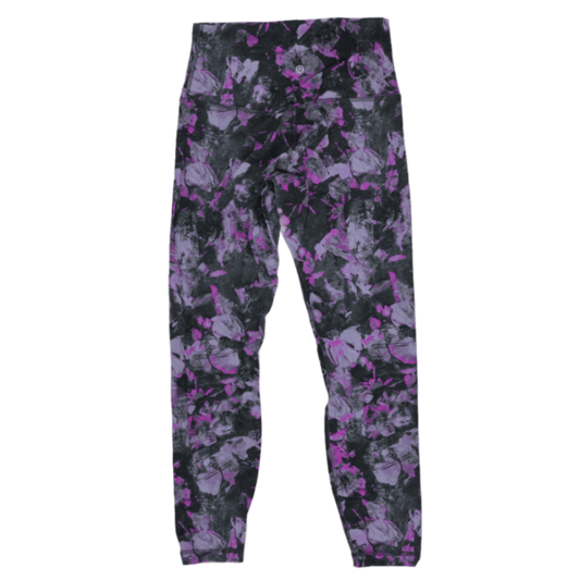 New Lululemon Leggings Purple Black Size 10 28 Inch Inseam Nylon Blend High Rise