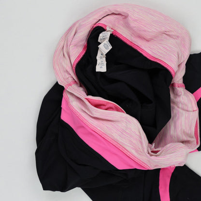 Lululemon Black Pink Panelled Cropped Leggings Size US 6 Polyester Blend