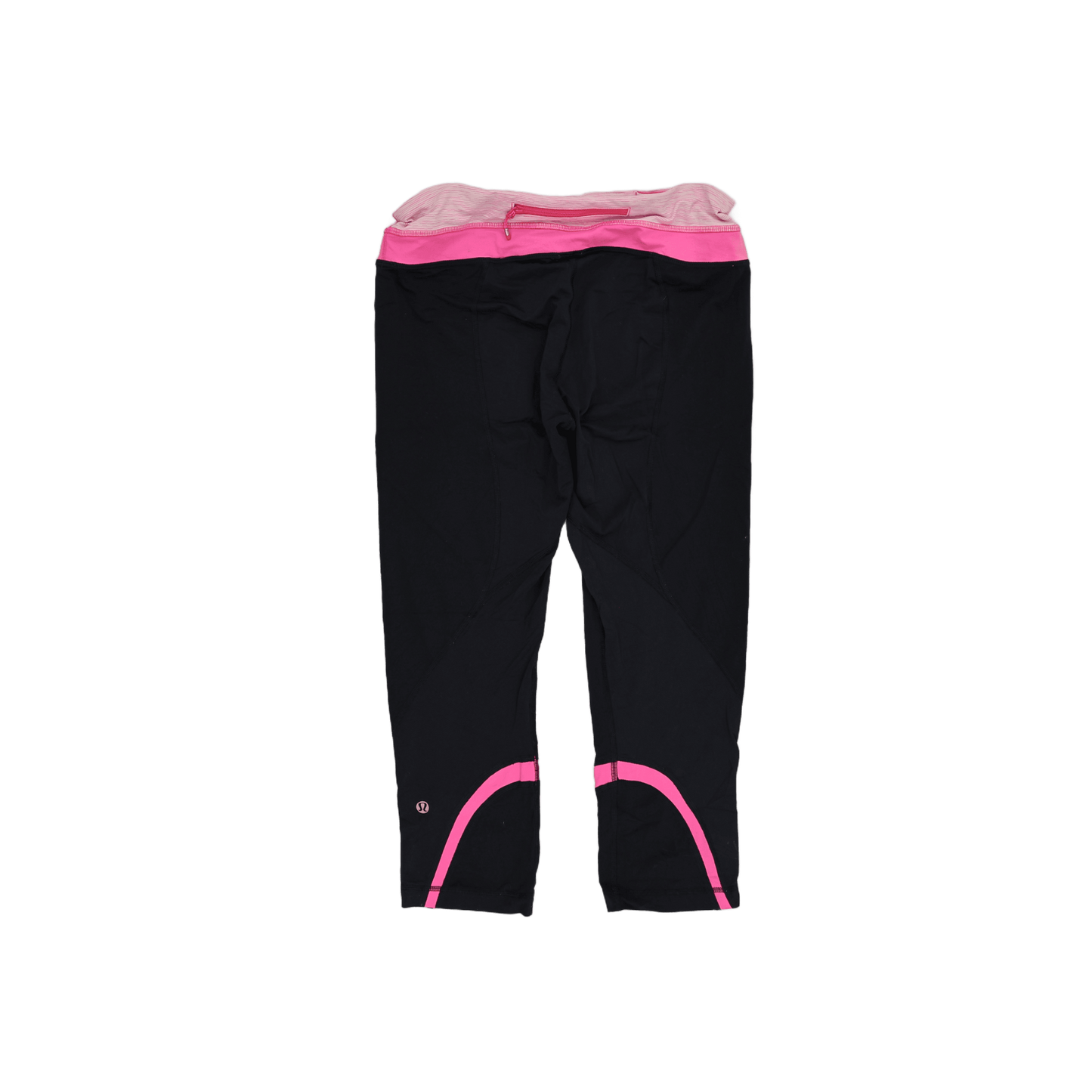 Lululemon Black Pink Panelled Cropped Leggings Size US 6 Polyester Blend