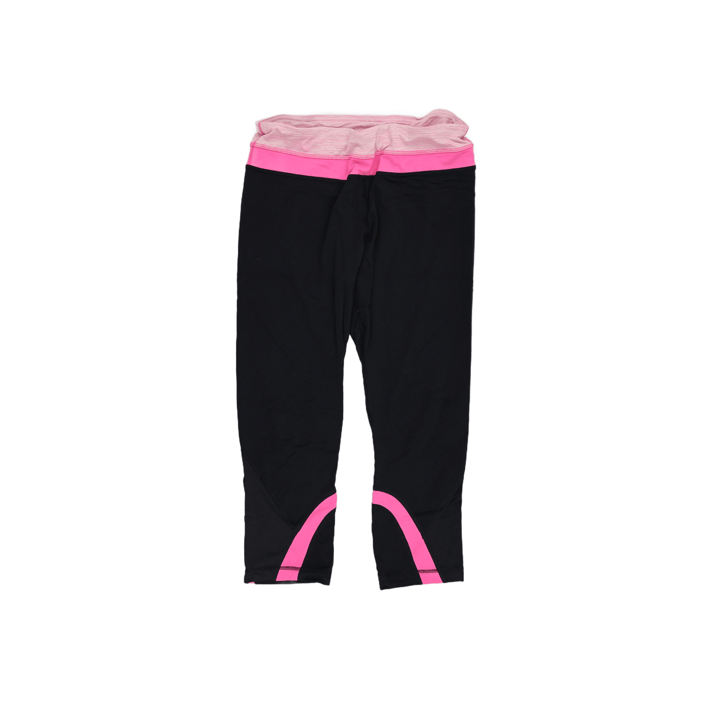 Lululemon Black Pink Panelled Cropped Leggings Size US 6 Polyester Blend