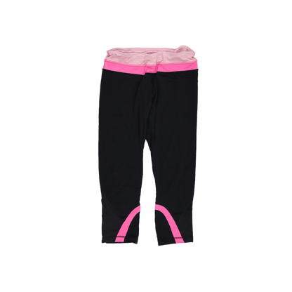 Lululemon Black Pink Panelled Cropped Leggings Size US 6 Polyester Blend