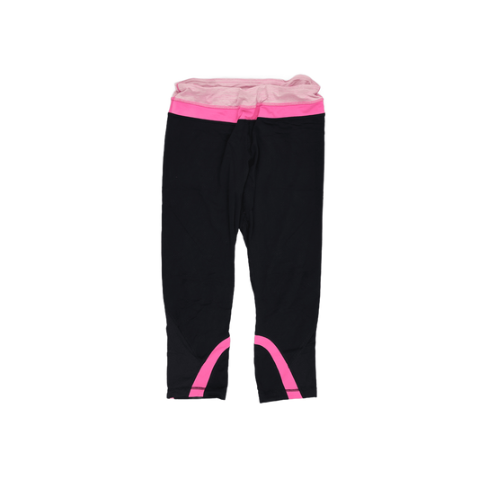 Lululemon Black Pink Panelled Cropped Leggings Size US 6 Polyester Blend