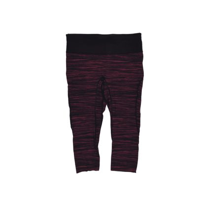 Lululemon Black Pink Marled Crop Leggings Size 12 Elastane Blend Womens Activewear