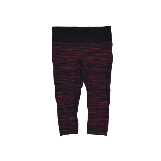 Lululemon Black Pink Marled Crop Leggings Size 12 Elastane Blend Womens Activewear