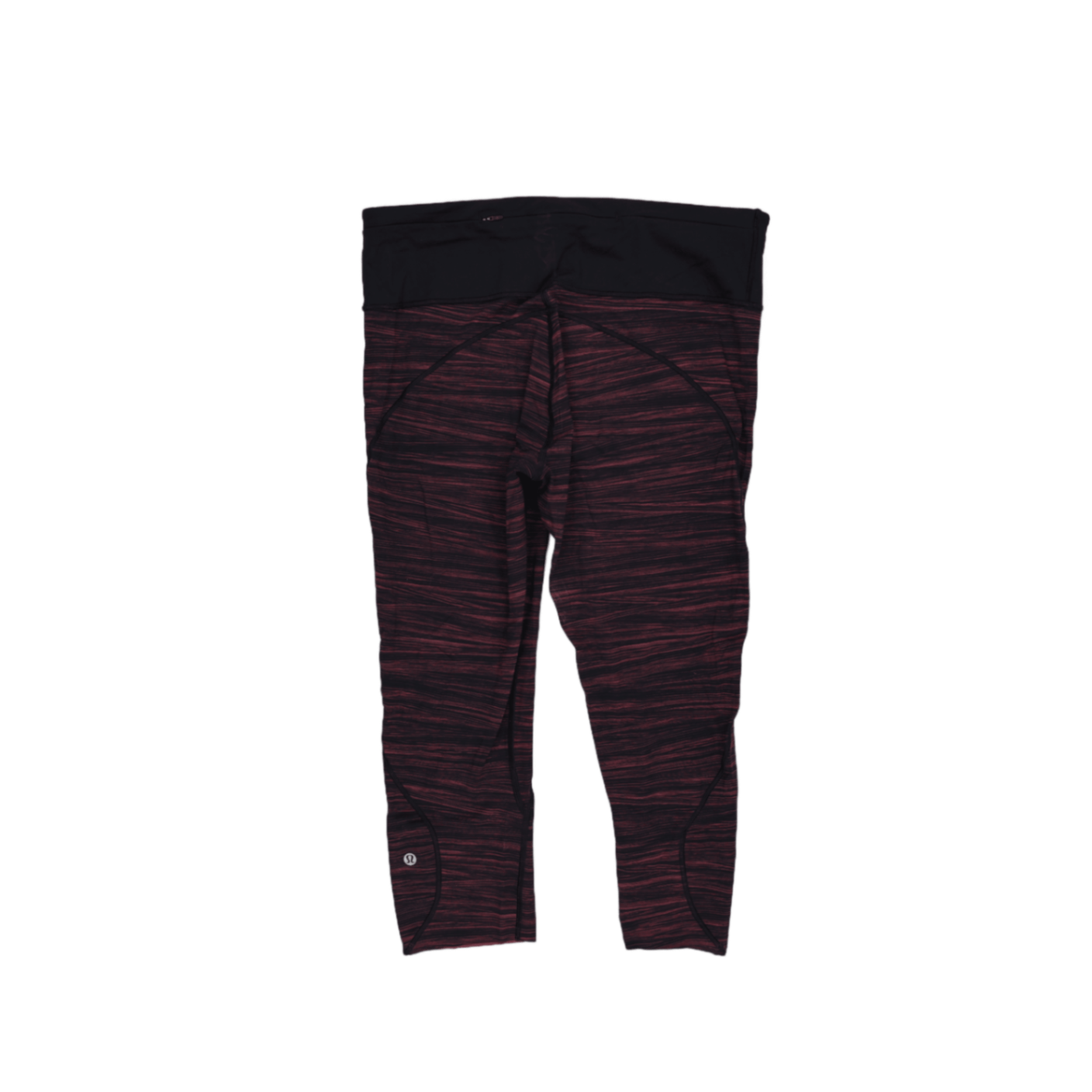 Lululemon Black Pink Marled Crop Leggings Size 12 Elastane Blend Womens Activewear