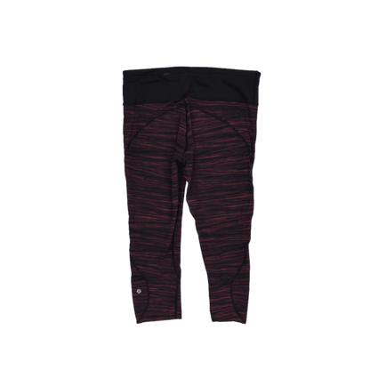 Lululemon Black Pink Marled Crop Leggings Size 12 Elastane Blend Womens Activewear