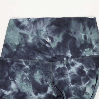 Lululemon High Rise Tie Dye Gym Leggings Navy Green Size S Stretch Polyamide Blend