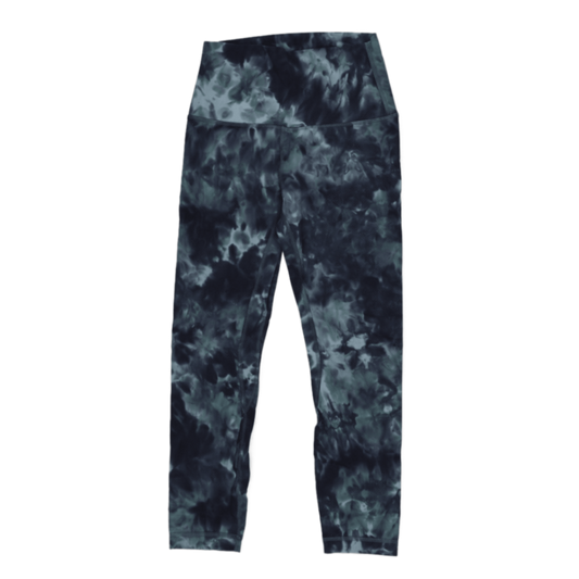 Lululemon High Rise Tie Dye Gym Leggings Navy Green Size S Stretch Polyamide Blend