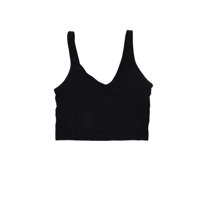 Lululemon Black Cropped Tank Top Womens Size S Stretch Fabric Sleeveless Scoop Neck