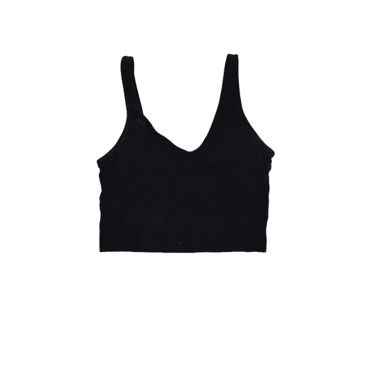 Lululemon Black Cropped Tank Top Womens Size S Stretch Fabric Sleeveless Scoop Neck