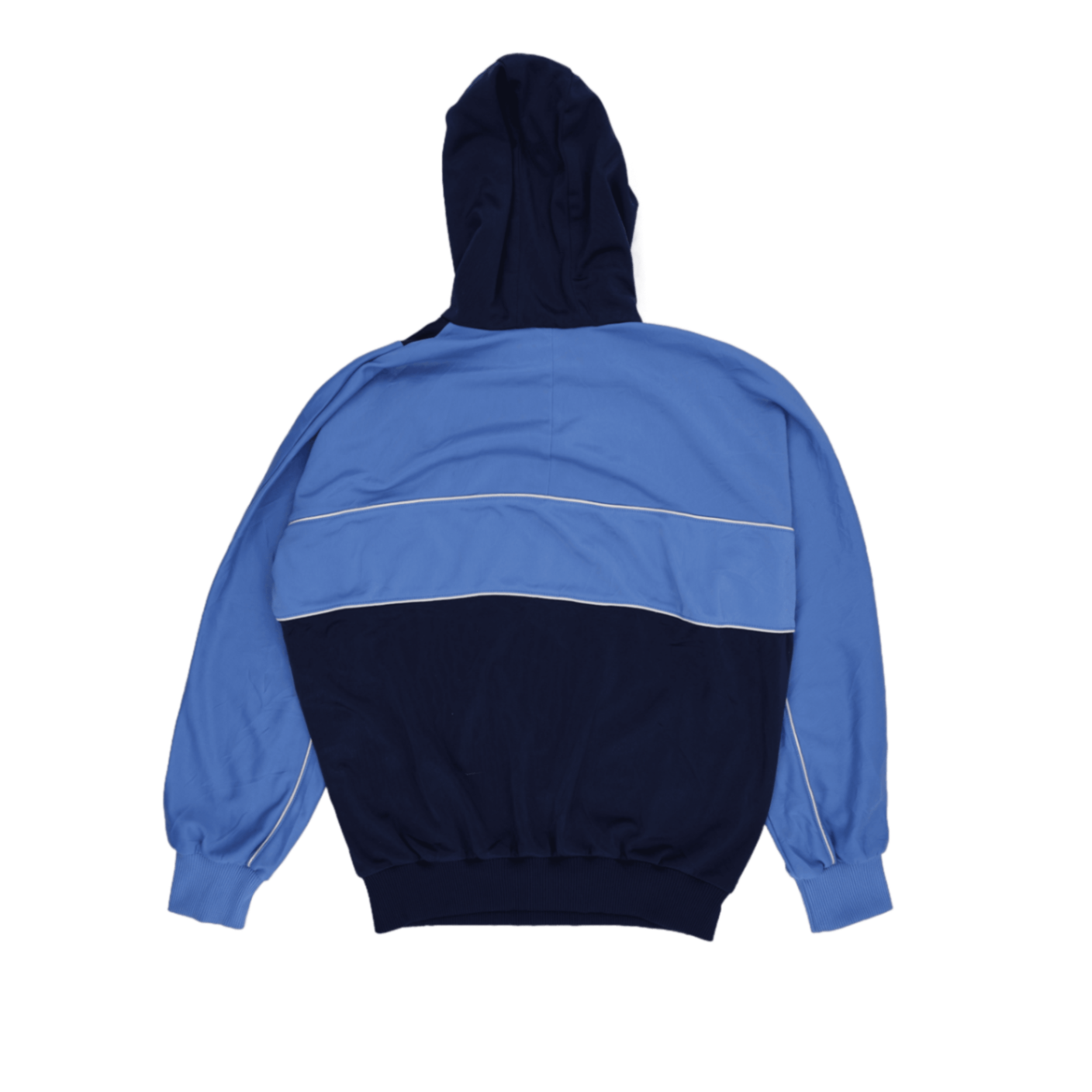 adidas Vintage Half Zip Hooded Sweatshirt Navy Blue Light Blue Large Polyester Blend