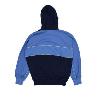 adidas Vintage Half Zip Hooded Sweatshirt Navy Blue Light Blue Large Polyester Blend