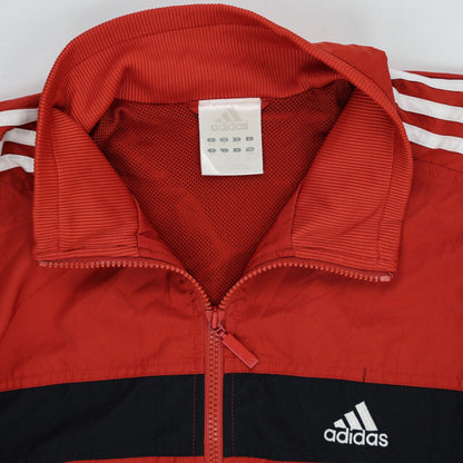 adidas Red Vintage Track Jacket Men Size L Polyester Stand Collar