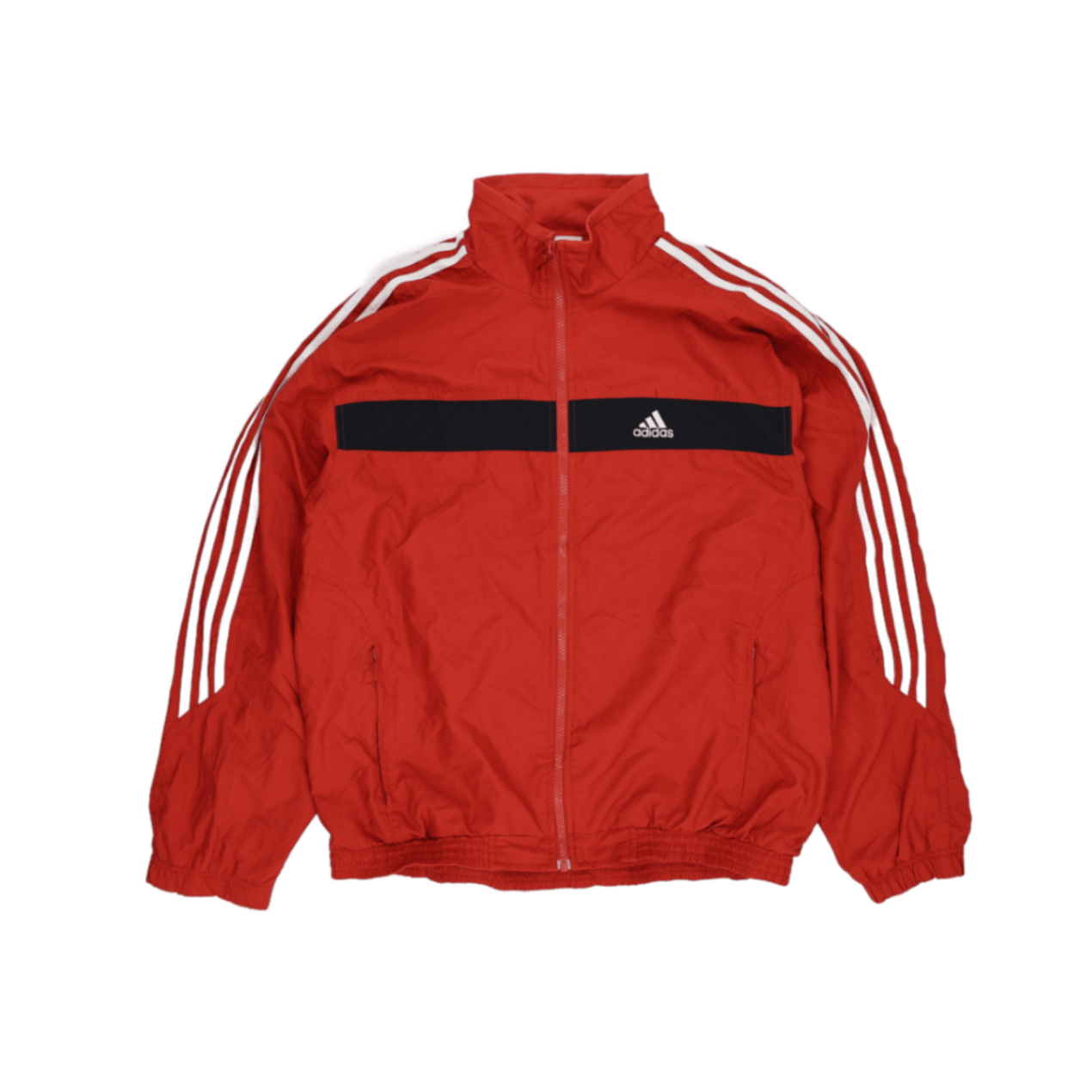 adidas Red Vintage Track Jacket Men Size L Polyester Stand Collar