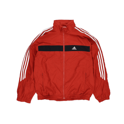 adidas Red Vintage Track Jacket Men Size L Polyester Stand Collar