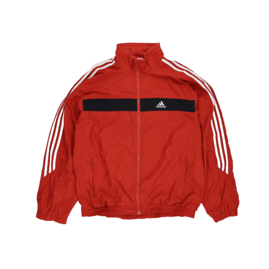 adidas Red Vintage Track Jacket Men Size L Polyester Stand Collar