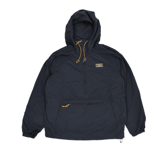 L.L. Bean Black Hooded Pullover Jacket Medium 100% Nylon Men's Clothing