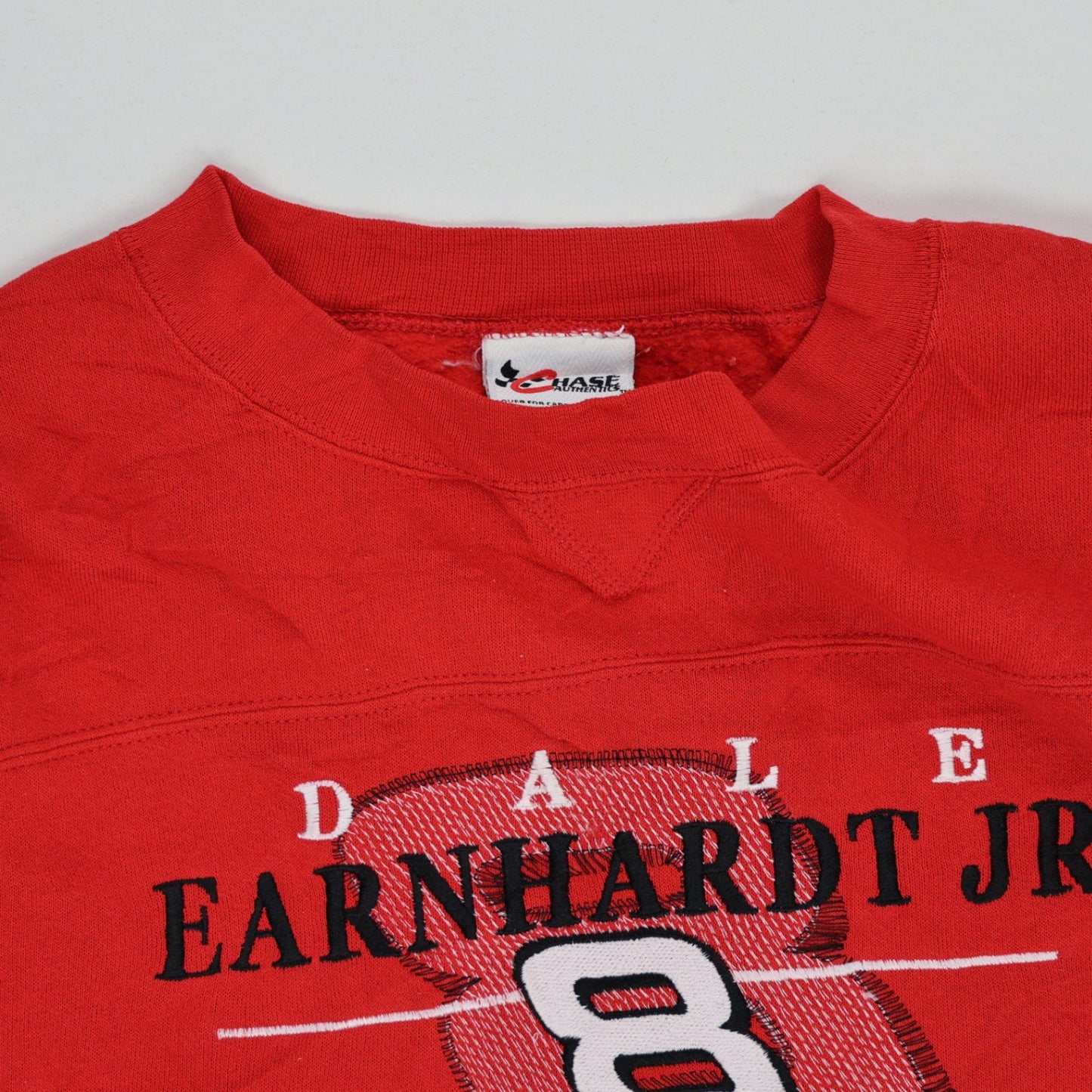 Chase Authentics Dale Earnhardt Jr NASCAR Sweatshirt Red Large Cotton Blend Pullover Unisex Vintage