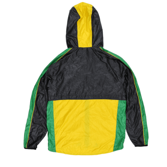 PUMA Jamaica Track Jacket Black Yellow Green Large Polyester Hooded Vintage