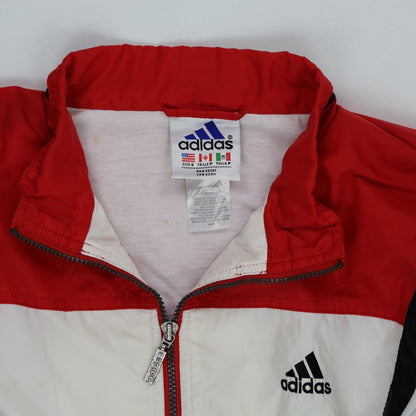 Adidas Kirkwood Vintage Track Jacket Red Black Small Nylon Polyester Blend Stand Collar