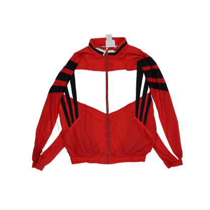 Adidas Kirkwood Vintage Track Jacket Red Black Small Nylon Polyester Blend Stand Collar