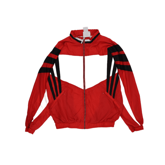 Adidas Kirkwood Vintage Track Jacket Red Black Small Nylon Polyester Blend Stand Collar