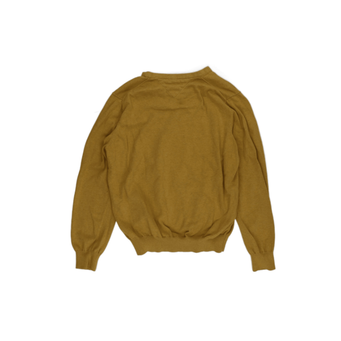 Tommy Hilfiger Mustard Yellow Cotton V Neck Jumper Large