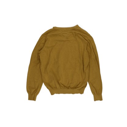 Tommy Hilfiger Mustard Yellow Cotton V Neck Jumper Large