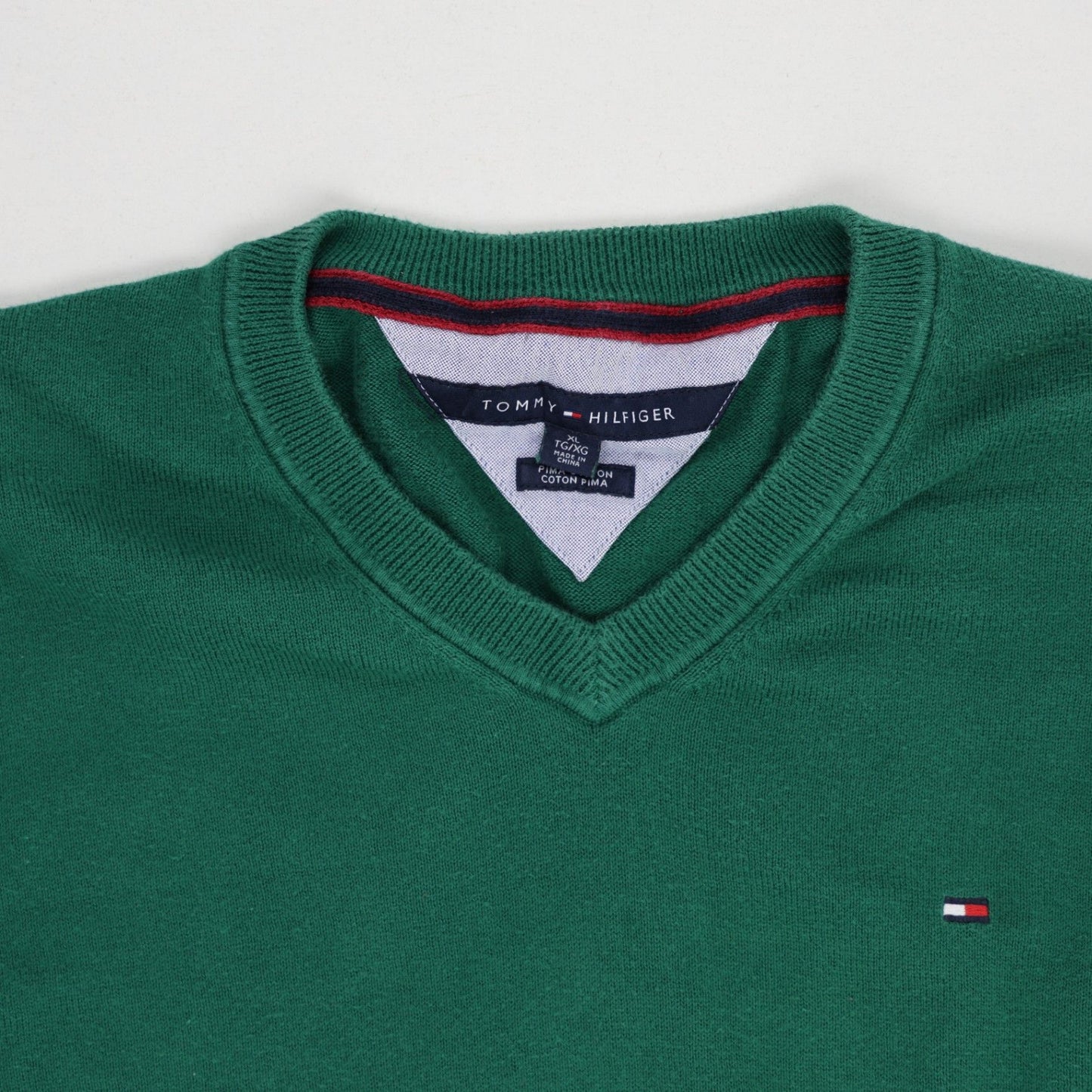 Tommy Hilfiger Green V Neck Cotton Jumper XL