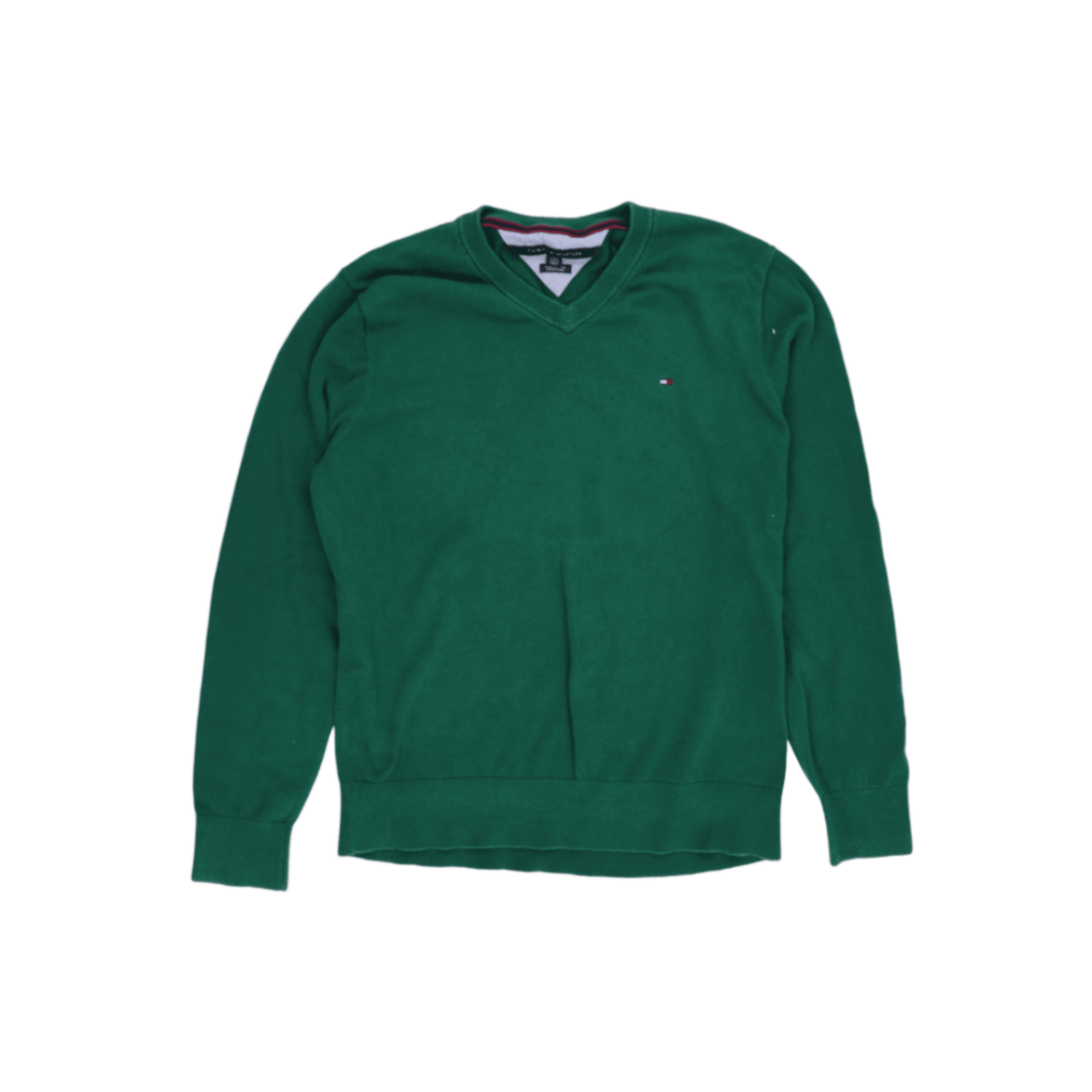 Tommy Hilfiger Green V Neck Cotton Jumper XL